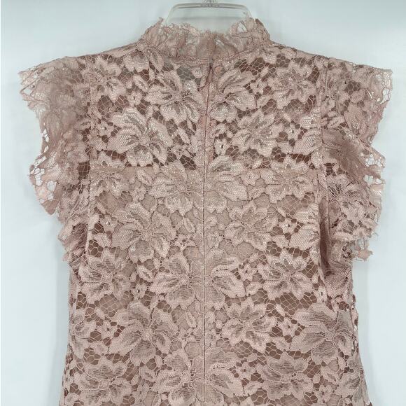 Enfocus Studio Lace Midi Dress Sz 4 Blush Cottage Castlecore High Neck Coquette - Picture 7 of 11